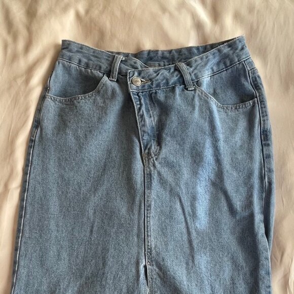 Midi Jean Skirt, Split Hem - Picture 8 of 8